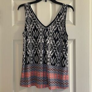 Papermoon Exclusively for StitchFix Sleeveless Blouse Black White Pinkish Orange